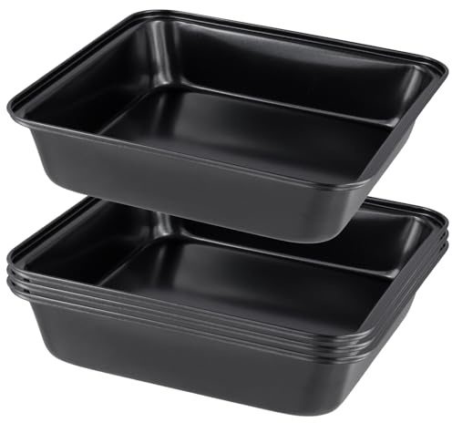 FAAING 4 Pezzi Pirofila Quadrata 21x21x5 cm Nero - Teglia da Forno Antiaderente in Acciaio al Carbonio per Lasagne, Torte, Brownies e Tiramisù