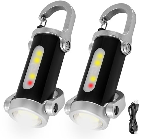 Editbar 2 Stück Mini LED Taschenlampe mit Schlüsselanhänger - USB-C Aufladbar, 500 Lumen, 5 Modi, Wasserdicht, Taschenlampe Klein, Schlüsselbund Lampe für Outdoor, Camping, Klettern, Notfall & Reisen
