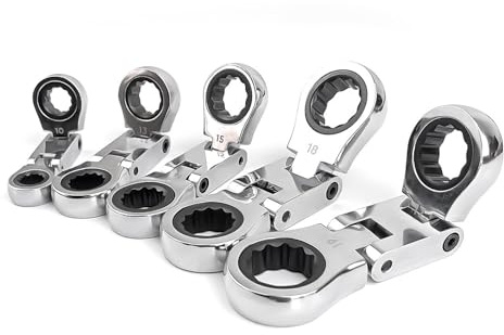 BUBEFSKD 5 chiavi a cricchetto flessibili, chiave a doppio dado per riparazione auto, strumento manuale professionale