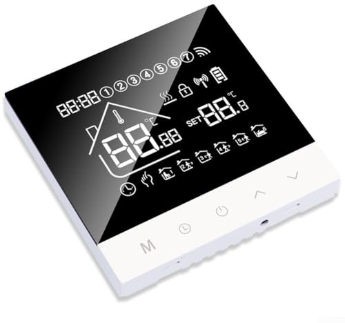 Smart Thermostat Electric Underfloor Heating Controller with 7-Day Programmer and Optimal Start Function for Home Heating (black)