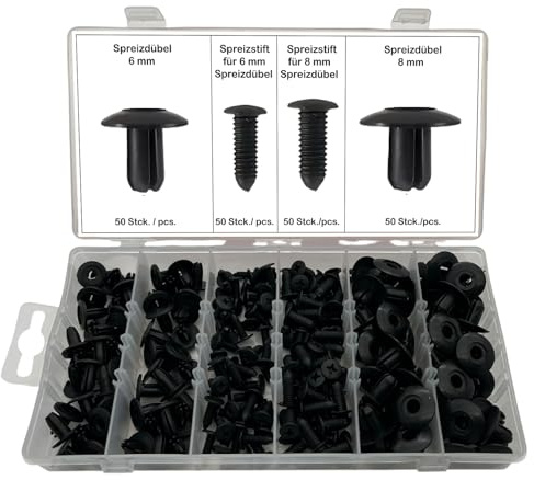Alkan Expansion Rivets Set 200 Pieces 6/8 mm Trim Clips