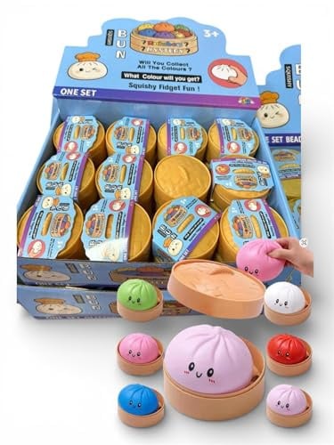 HeartGlobal 1x Squishy Dumplings Buns Virale Geschenkidee kleine 5cm Mystery Dumplings Trend mit Box Anti Stress Steamed Buns Cute Süß Versandschutz