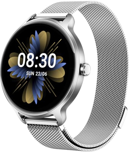 Smartwatch Damen Herren Rund, 1.27 AMOLED Smart Watch mit Telefonfunktion, Fitnessuhr Damen mit Pulsuhr Schlafmonitor Schrittzähler, 120+ Sportmodi, IP68 Wasserdicht Sportuhr für Samung iOS Android