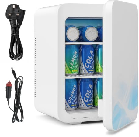 eklipt Mini Fridge for Bedrooms, 20L Portable Beauty Refrigerator | Cooler & Warmer, AC/DC Powered, Stylish Prints, Skincare Cosmetic Fridge, Small Desk Refrigerator for Office, Car, White