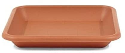 greemotion Soucoupe carrée pour pot de fleur 49 x 49 cm - Dessous de pot de fleur en plastique marron aspect terre cuite - Plateau pour jardinière résistant aux UV et au gel