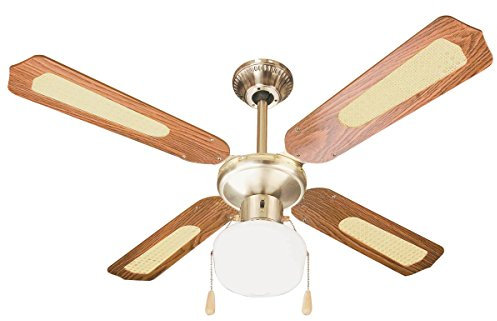 Ventilatore da Soffitto con Luce 4 Pale in Legno 70W