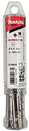 Makita B-58849 NEMESIS2 SDS-PLUS Hammer-Bohrer 6,5 x 165 mm 5 Stück, ideal für Beton, Stahlbeton, Mauerwerk