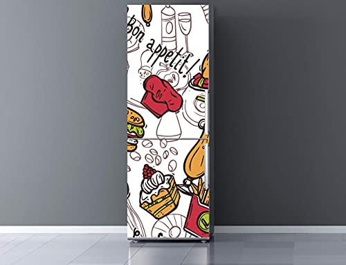 Oedim Pegatinas Vinilo para Frigorífico Bon Appetit ! | 185x60cm | Adhesivo Resistente | Pegatina Adhesiva Decorativa de Diseño Elegante