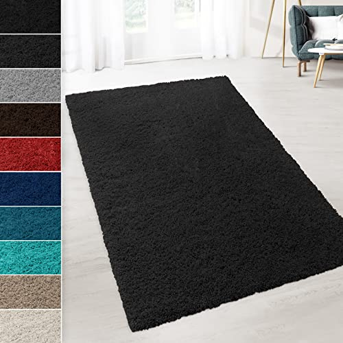 casa pura Shaggy Teppich Prestige - Flauschiger Hochflor Langflor - Zur Dekoration von Wohnzimmer, Schlafzimmer, Kinderzimmer - schadstoffgeprüft - 8 Moderne Farben in 5 Größen (160x230cm, dunkelgrau)