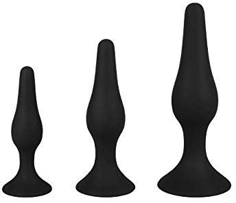 EIS Analplug-Set für Männer und Frauen | 3 verschiedene Größen | Ideal für Analtraining & Prostatastimulation | Sex-Spielzeug aus hautfreundlichen Silikon | Sichere Anwendung | Prostata-Toy in schwarz
