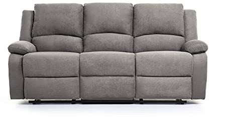 LOUNGITUDE - DETENTE - Canapé de relaxation - Electrique - 3 Places - Inclinaison réglable - En Microfibre - Gris -L193cm