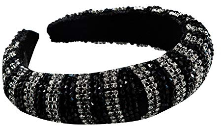 Asudaro Crystal Diamond Stirnband für Frauen Mädchen Modische Haarschmuck Breite Velvet Stirnbänder Haarreifen Perlen Bling Haarband Strass Haar Hoop Party Festival Kostüm Haarbänder Schwarz