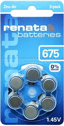 Renata Hörgerätebatterien Nr. 675 blau P675 PR44 ZL1 im 6er Blister