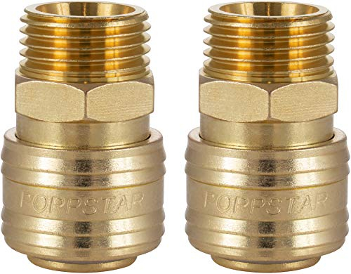 Poppstar 2x Schnellkupplung Druckluft NW 7,2 mit 1/2 Zoll Außengewinde für Druckluft-Anschluss