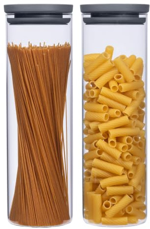 HATTY HAYS Vorratsgläser mit Deckel luftdicht [2x1700ml] BPA-FREI | mottensichere Vorratsdosen | Spaghetti Aufbewahrung | Kaffeebohnen Behälter | Pasta Dose | Müsli & Mehl Aufbewahrung