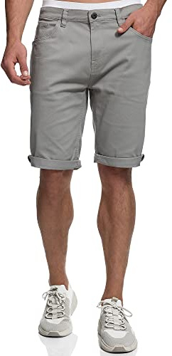 Indicode Herren Villeurbanne Jeans Shorts mit 5 Taschen | Herrenshorts Used Look für Männer Lt Grey, XL