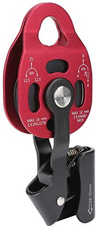 EVTSCAN Seilrolle, 4KN Aluminium Hochleistungs-Einzelschwenk-Seilscheibenblock für 8-12 mm Seilkletterrolle für Flaschenzugsystem