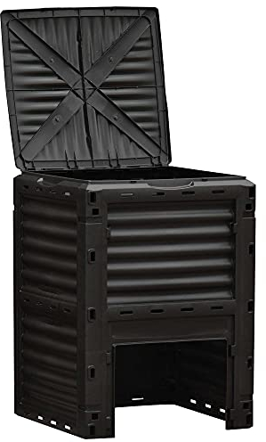Outsunny Compostador Capacidad de 300L Compostera Orgánica para Producción Abono de Jardín Exterior con 48 Respiraderos 60,5x60,5x81,5 cm Negro
