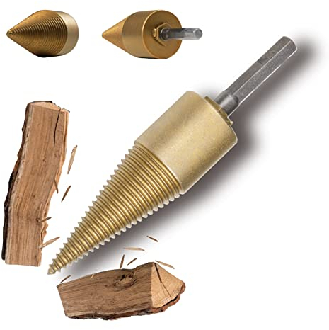 Jerax tools 32mm Kindling Cracker, Wood Splitting Drill Bit, Cone Firewood Splitter with Hex Shank for Family Outdoor Camping, Stove, Farm (32mm)