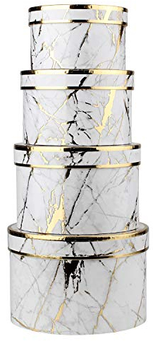 Oairse Geschenkbox Aufbewahrungsbox mit Deckel Rund Geschenkschachtel Karton Pappschachteln Ordnungsboxen Geschenkkarton Schmuckschachtel Geschenkbox Geburtstag muttertagsgeschenk, 4er Set