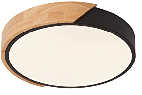 LuFun Plafonniers LED, Plafonnier Moderne en Bois, Plafonnier Rond Encastré pour Chambre Cuisine Salon Salle à manger Couloir Bureau, Ø30cm * 5cm, 24W, Lumière Naturelle, 4000K