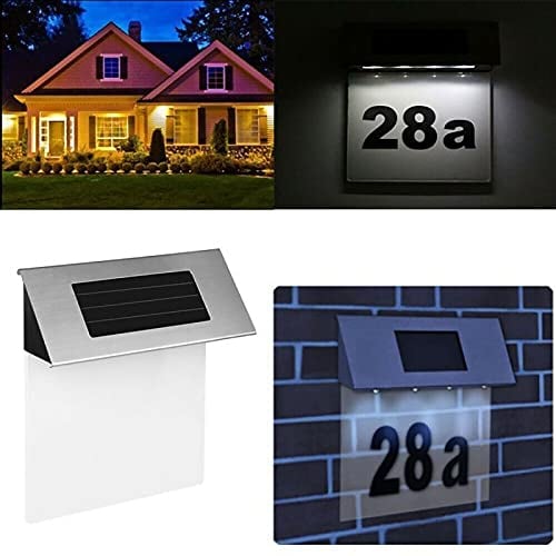 Targa solare porta numero, targa a LED in acciaio inossidabile per porta d'ingresso della casa, targa a parete, luce a energia solare, targhetta porta targa personalizzata, lampada da esterno giar
