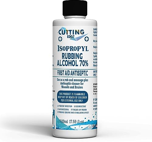 Cutting Edge 500 ml Isopropyl 70% IPA Rubbing Alcohol - First Aid Antiseptic Cleanser & Cleaning