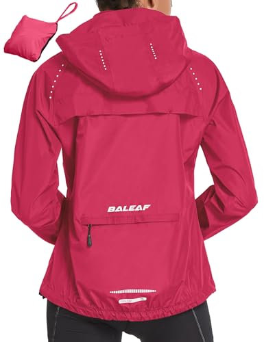 baleaf Cycliste Coupe Vent Femme, Vélo Jacket De Pluie Imperméable Randonnée Les Quatre Saisons Bike Coupe Extérieure Légère Résistante Rosa Xl