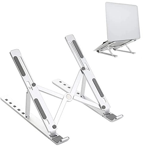 Pole Tip Adjustable Laptop Stand For Desk, Aluminium Portable Laptop Riser Holder, Cooling Stand (10-15.6) Compatible With Macbook Pro/air, Hp, Lenovo, Sony, Dell, Notebook Tablets Computer (Silver)