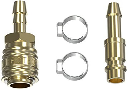 AUPROTEC Druckluft Kupplung Set mit Messingkupplung 9mm Stecktülle + Schellen