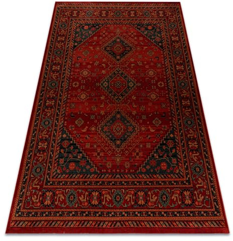 rugsx Wollteppich KASHQAI 4345 300 Orientalisch, Rahmen Rotwein 80x160 cm