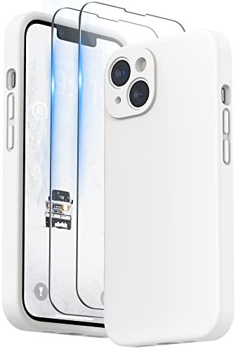 SURPHY Compatible with iPhone 14 Plus Case with Screen Protector, Liquid Silicone Individual Protection for Each Lens Shockproof Thickened Rubber for iPhone 14 Plus 6.7 inch 2022, White