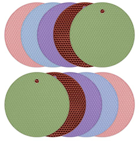10 Pièces Tapis de Table en Silicone, Tapis de Dessous de Plat en Silicone, Tapis Résistant à la Chaleur, Non-Slip Tapis, Isolation, pour Plats Chauds/Pot/Bol/ThéIèRe/Porte-Pot Chauds