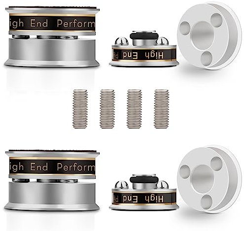 YuanYong 4Pcs 39x24mm Lautsprecher Isolationsfüße HiFi Lautsprecher Spikes Pads Isolationsfüße Subwoofer Spikes Audio Verstärkerfüße für High-End-Lautsprecher CD/DVD Player Durchmesser(Silber)
