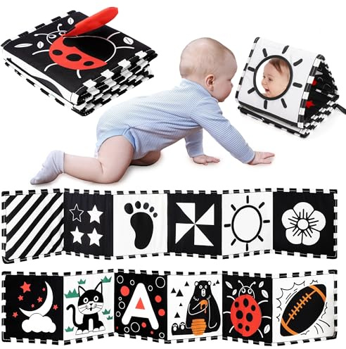 URMYWO Black and White Baby Toy, Tummy Time High Contrast Newborn Toys