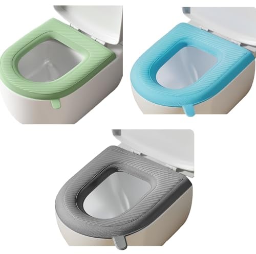 3PCS Toilet Seat Cover, Toilet Seat Warmer, Elongated Toilet Seat Cover, Padded Toilet Seat Cushion, O-Shaped Washable or Portable Toilet Lid Tank Cover