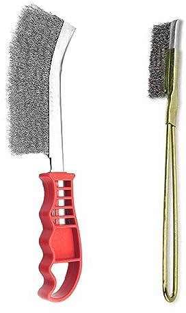 Zueyen Lot de 2 brosses métalliques en laiton - Petites brosses métalliques avec poignée en acier inoxydable - Pour le nettoyage des scories de soudure et de la rouille