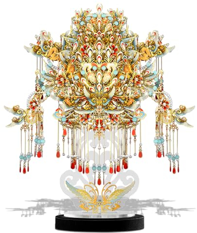 Piececool 3D Puzzle Metall Kowloon neun Phönixe Krone, 3D Metall Puzzle Schmuck für 340 Edelstahl, Ganzes Metall, 1:1 Wiederherstellen, Geburtstagsgeschenk, Modellbausatz Erwachsene, 519 Teile
