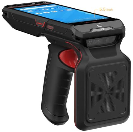 5.5 Android 13 Handheld Data Terminal Mobile Computer with 1D & 2D PDF417 QR PDF17 Barcode Scanner, UHF RFID Reader, GPS 4G Wi-Fi GMS Data Collector, MT6762 Octa Core Pistol Grip