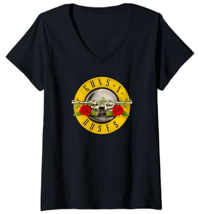 Femme Guns 'n' Roses Bullet Logo by Rock Off T-Shirt avec Col en V