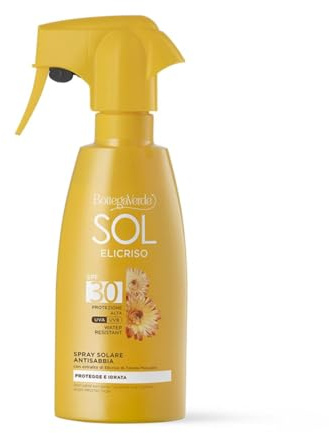 Bottega Verde - Sonnenspray SOL Helichrysum LSF 30, 200 ml, hoher Schutz für die ganze Familie, sand- und feuchtigkeitsspendend, mit Helichrysen-Extrakt, leichte Textur, wasserfest