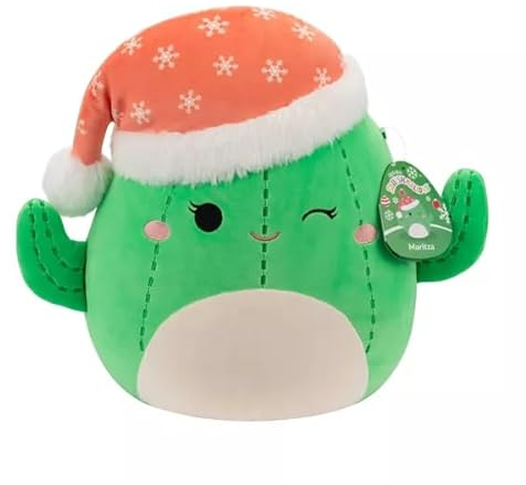 Squishmallows Maritza Cactus avec bonnet de Père Noël en peluche Taille moyenne 30,5 cm