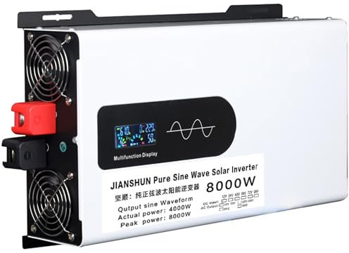 Convertisseur Pur Sinus 12V 24V 48V 60V 72V 96V à 220V 230V Transformateur de Tension Onduleur Solaires avec 2 AC Prises & Affichage LCD,pour RV,Voyage,8000W-72V