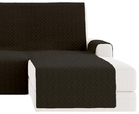 GAMUSI Sofabezug für Chaiselongue, 290 cm, Eckteil rechts (bis 330 cm breit), gepolstert, einfarbig, atmungsaktive Baumwolle, Hellgrau
