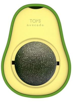 PLGEBR Neue Avocado Katzenminze Wand Ball Katze Magische Minze-Ball Essbare Lecken Bälle Spielzeug Zubehör Gesunde Leckereien Snack Drehbare Spinner Blasen, cm Bälle Wandspielzeug, Plüschrute AUT