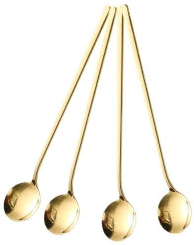 Zerodeko 4pièces Cuillère à Glace Et Café Acier Inoxydable Cuillère à Dessert Mélanger Résistant Et Pratique