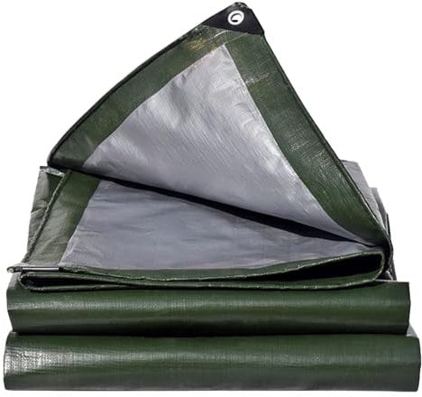 EPFHR Tarpaulin Waterproof Heavy Duty 4m x 6m 180GSM Green/Silver PE Plastic Tarp Sheet With Eyelets for Garden Furniture Roofing Gazebo Side Panels Firewood Ground Multipurpose Cover