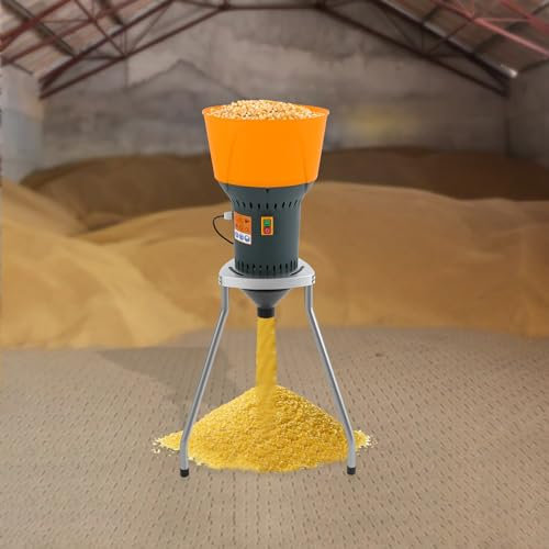 Getreidemühle Elektrisch mit 5 Größen Grinder Siebe, Getreidequetsche Maismühle Trockengetreidemühle für Verschiedene Getreidearten, Dreibein-Design mit Rutschfesten Fußhülsen Stützt, 50L, 400kg/h