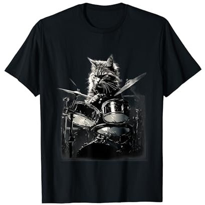 Katze spielt Schlagzeug T-Shirt