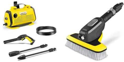 Bundle of Kärcher K 3 Horizontal Pressure Washer + Kärcher WB 7 Plus 3-in-1 Corded Electric Wash Brush, 3 Functions: Foam Jet, High-Pressure Flat Spray Nozzle, Soft Brush